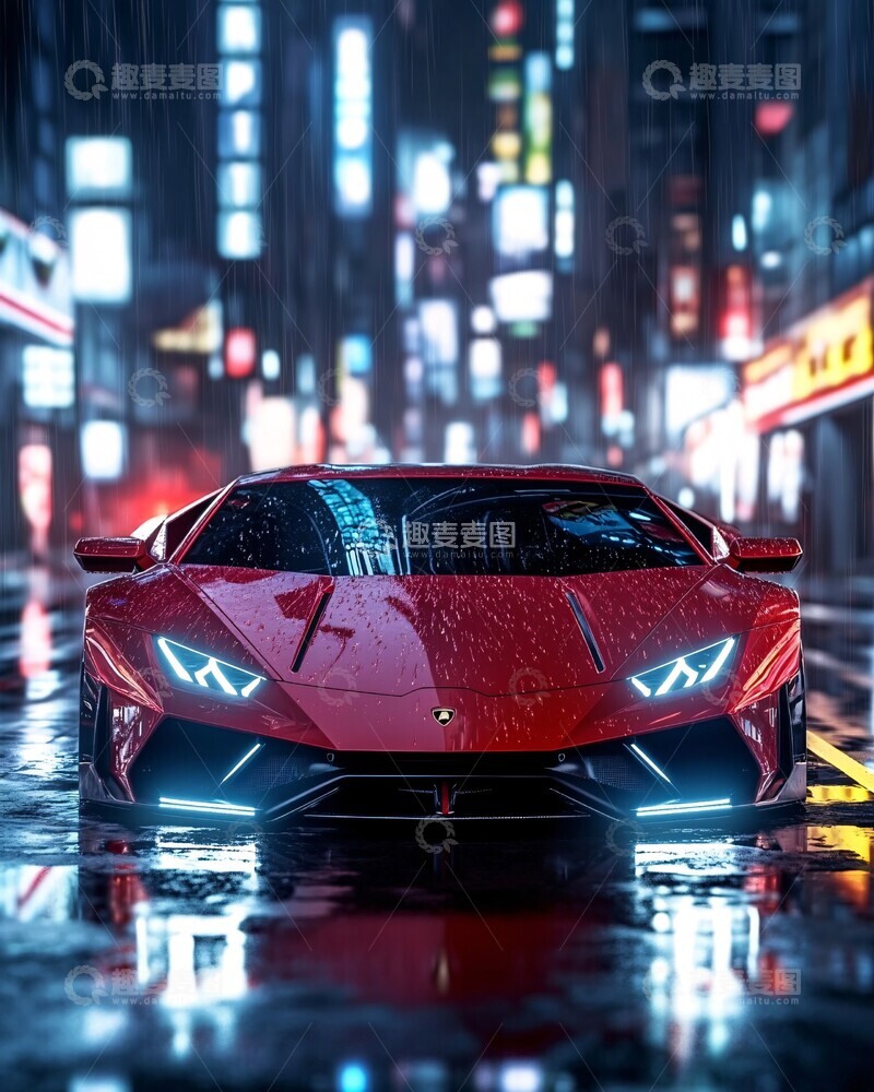 高清大图下载【趣麦麦图】兰博基尼红色前视图3