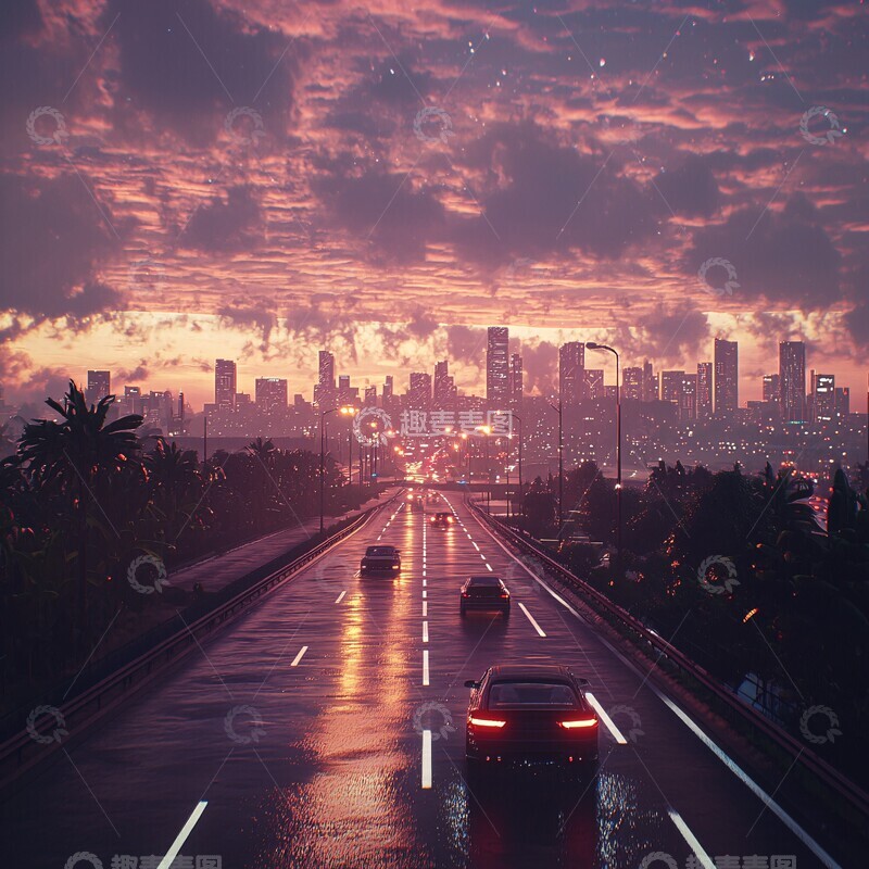 高清大图下载【趣麦麦图】高速驶向城市3