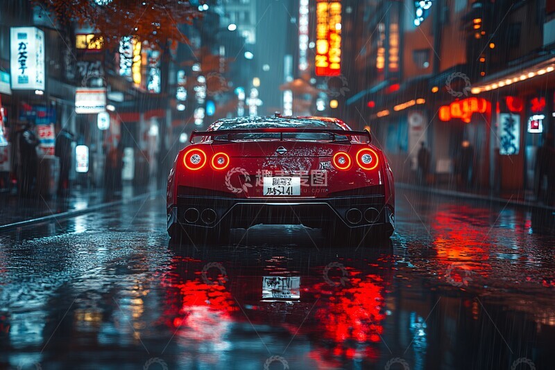 高清大图下载【趣麦麦图】夜雨中的车色彩设计性能3