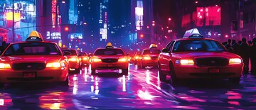 自动驾驶车流路边人