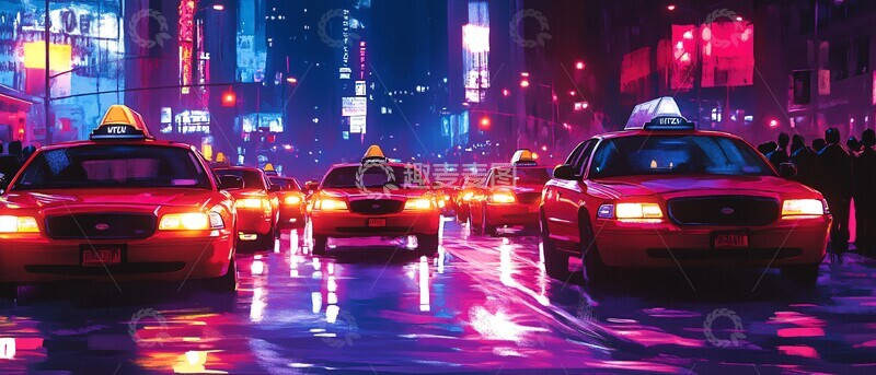 高清大图下载【趣麦麦图】自动驾驶车流路边人