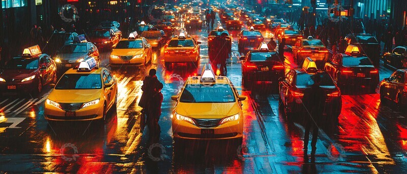 高清大图下载【趣麦麦图】自动驾驶车流路边人3