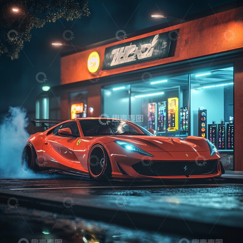 高清大图下载【趣麦麦图】跑车停在电子烟店前3