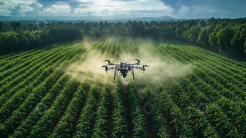 高清大图下载【趣麦麦图】无人机喷洒农药2