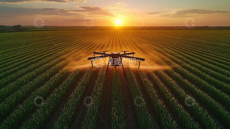 高清大图下载【趣麦麦图】机械臂喷洒农田2