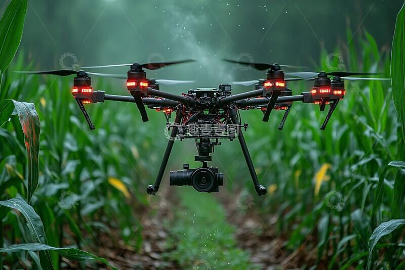 高清大图下载【趣麦麦图】水滴喷洒无人机1