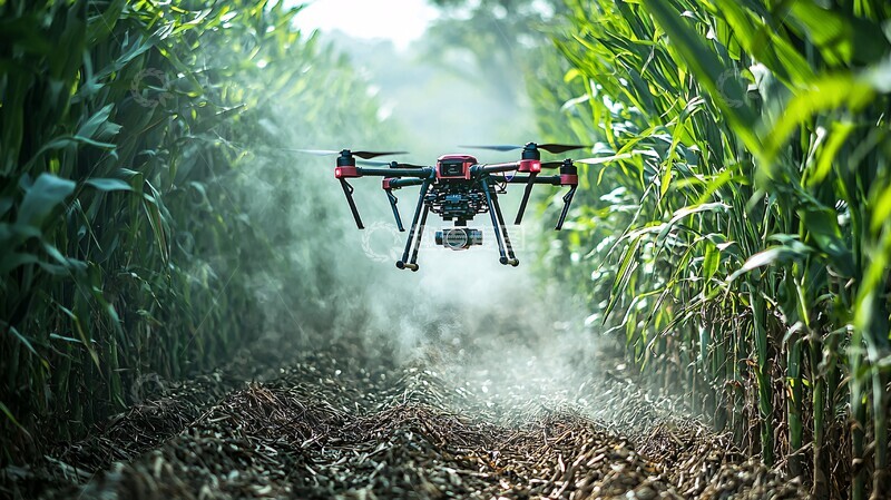 高清大图下载【趣麦麦图】无人机喷洒甘蔗田3