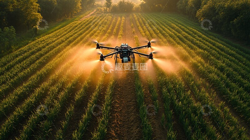 高清大图下载【趣麦麦图】机械臂喷洒农田3
