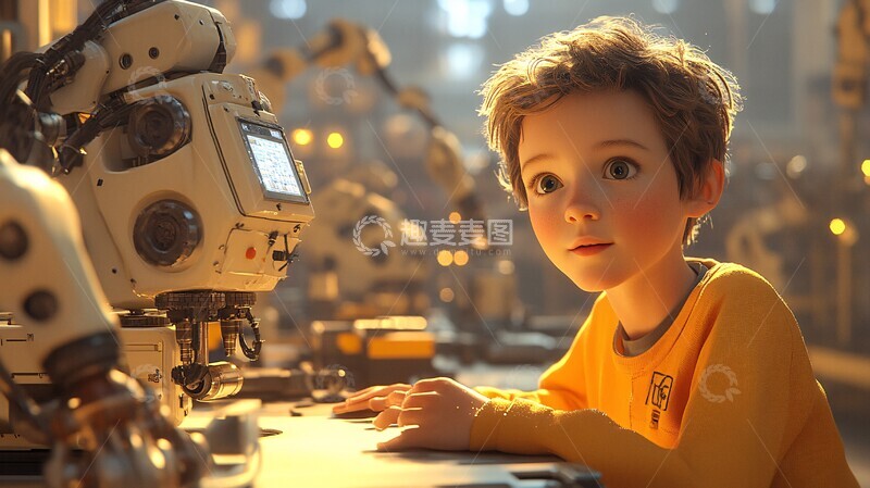 高清大图下载【趣麦麦图】机器人臂协作工厂3