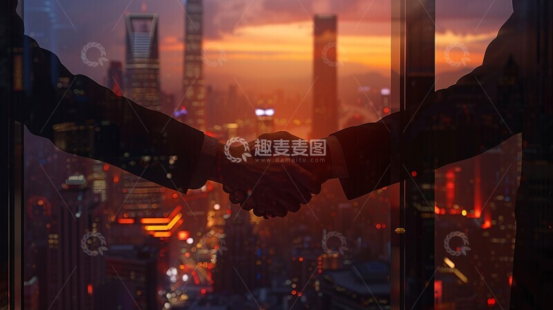 高清大图下载【趣麦麦图】商业握手全景窗1