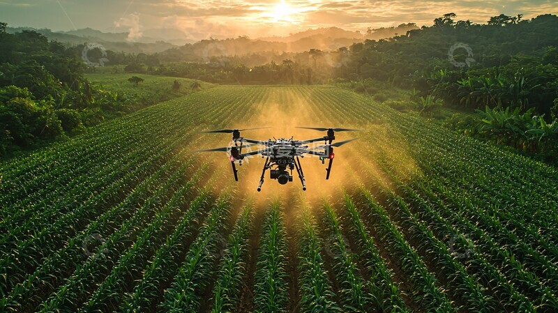 高清大图下载【趣麦麦图】无人机喷洒甘蔗田2