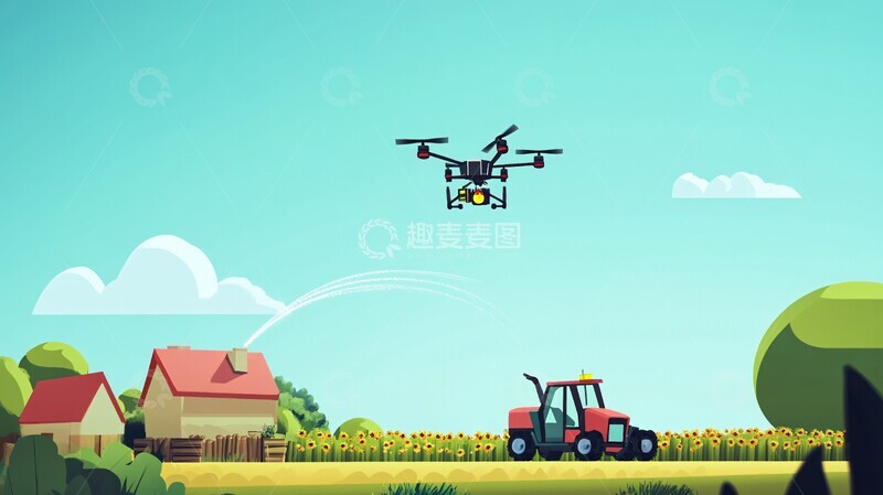 高清大图下载【趣麦麦图】智能农机喷洒肥料3