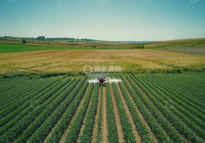 高清大图下载【趣麦麦图】无人机喷洒农作物1