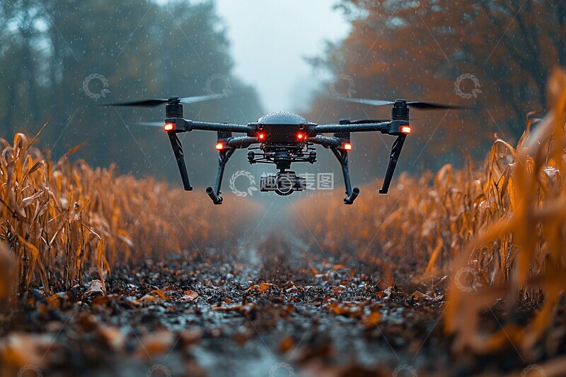 高清大图下载【趣麦麦图】水滴喷洒无人机2
