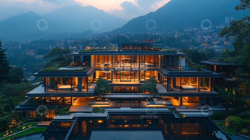 高清大图下载【趣麦麦图】现代建筑山景3