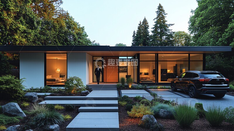 高清大图下载【趣麦麦图】简约现代平顶单层住宅1