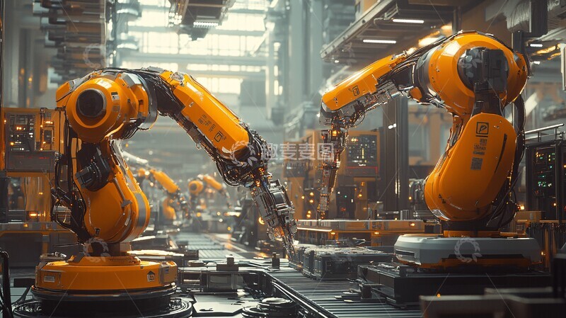 高清大图下载【趣麦麦图】机器人臂协作工厂1