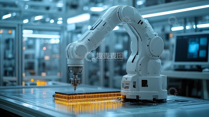 高清大图下载【趣麦麦图】白色机械臂生产芯片3