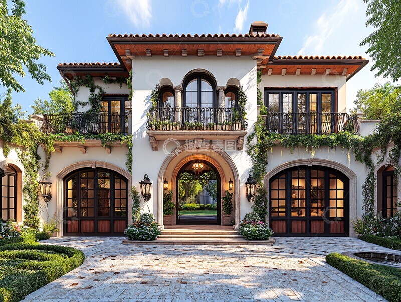 高清大图下载【趣麦麦图】庭院拱门车库设计3