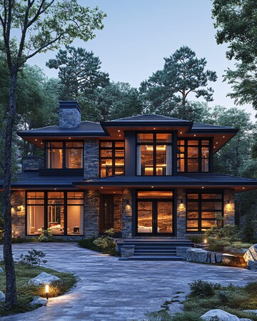 深林绿渐变豪宅外立面3