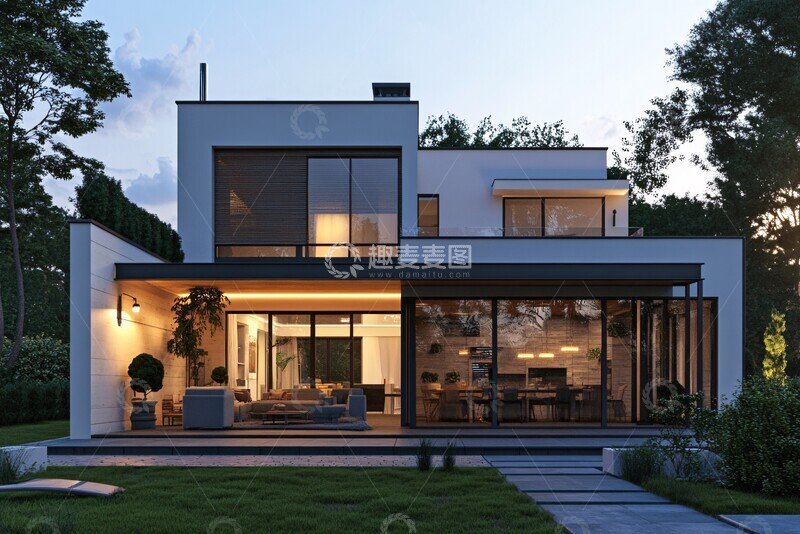 高清大图下载【趣麦麦图】豪华庭院夕阳景2