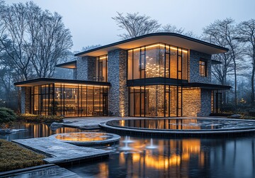 圆形水池与玻璃窗3