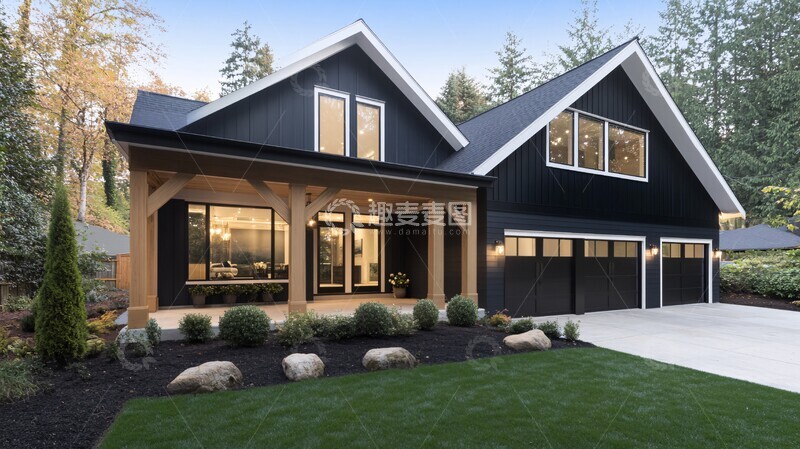 高清大图下载【趣麦麦图】现代木屋窗景3