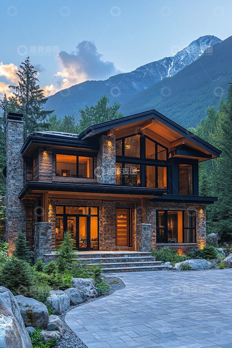 高清大图下载【趣麦麦图】山景木石别墅3