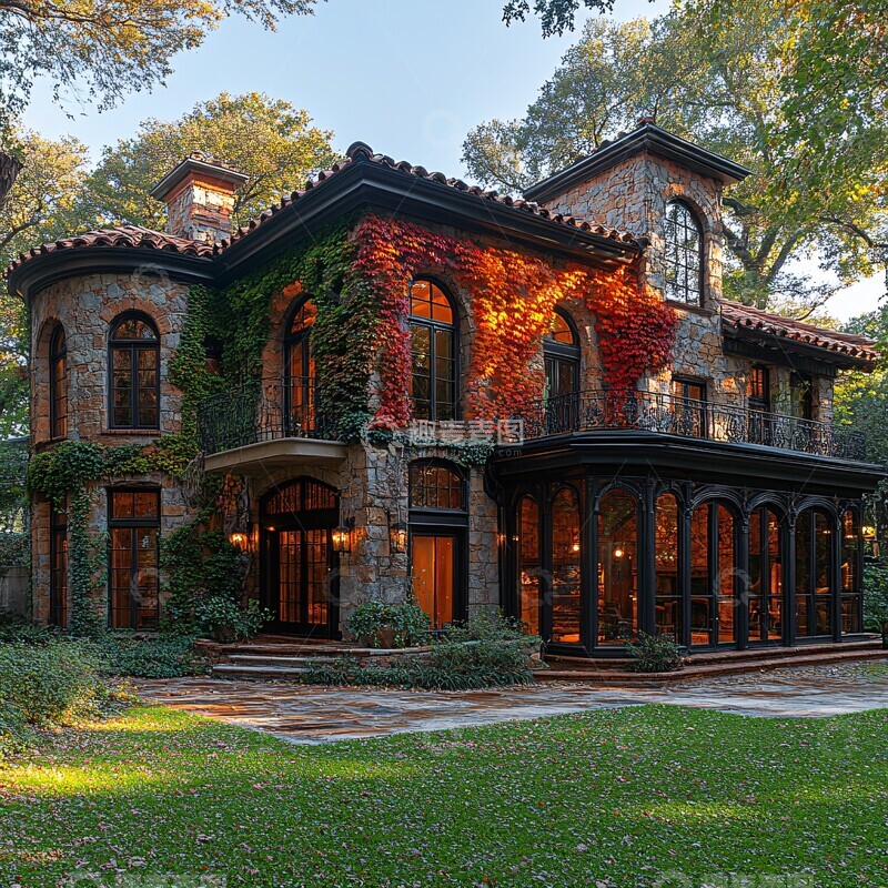 高清大图下载【趣麦麦图】秋色浓郁的庭院2
