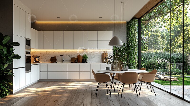 高清大图下载【趣麦麦图】白色橱柜餐桌3