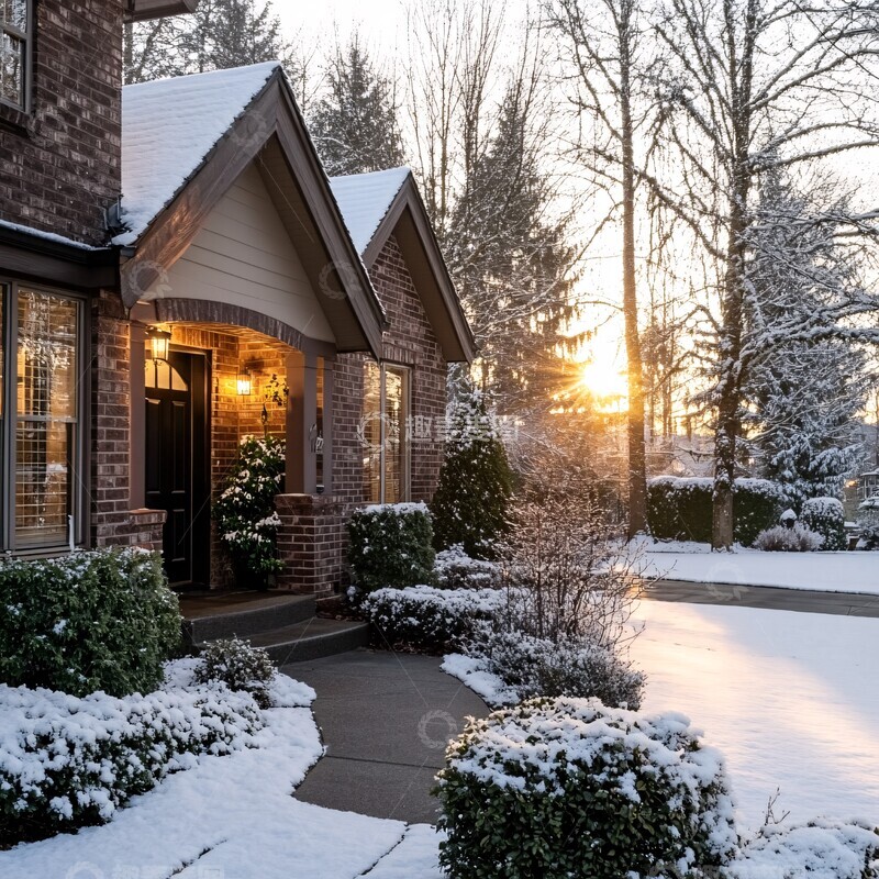 高清大图下载【趣麦麦图】-冬季房屋前院3