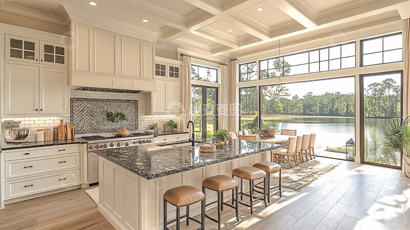 高清大图下载【趣麦麦图】黑斑石台面厨房2