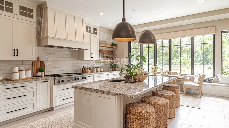 高清大图下载【趣麦麦图】岛台餐桌一体厨房2