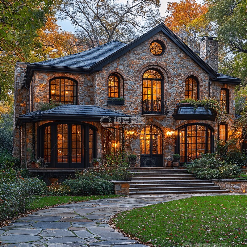 高清大图下载【趣麦麦图】秋色浓郁的庭院1