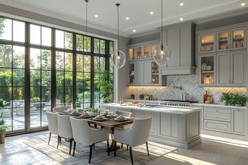 灰白厨房餐桌椅1