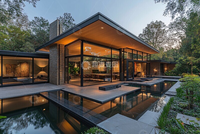高清大图下载【趣麦麦图】玻璃屋顶现代宅院2
