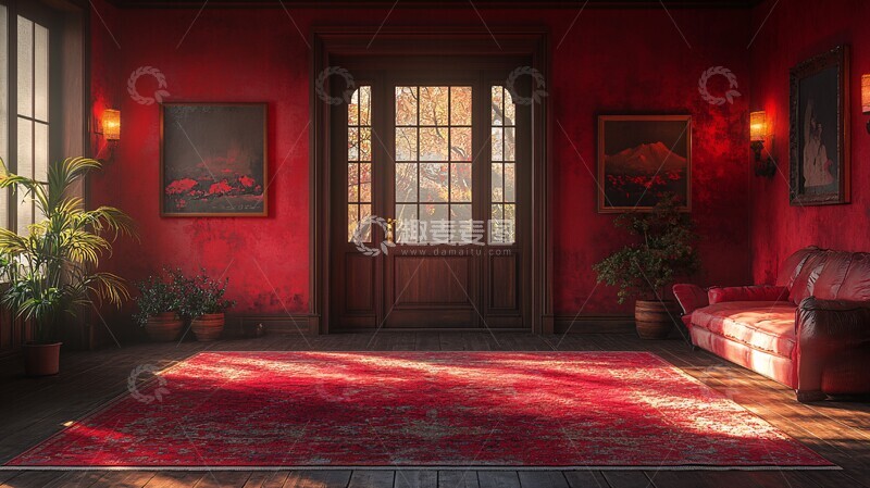 高清大图下载【趣麦麦图】暗红简约家居空间2