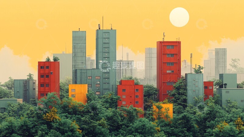 高清大图下载【趣麦麦图】年绿色插画绿色插画设计2