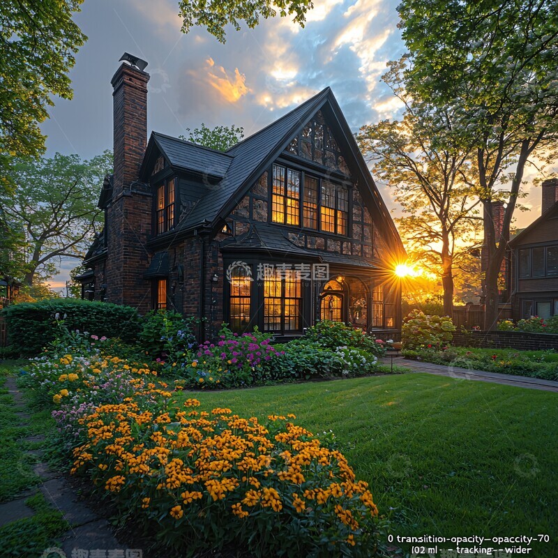 高清大图下载【趣麦麦图】带花园的斜顶房3