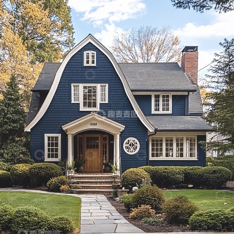 高清大图下载【趣麦麦图】海军蓝郊区别墅3