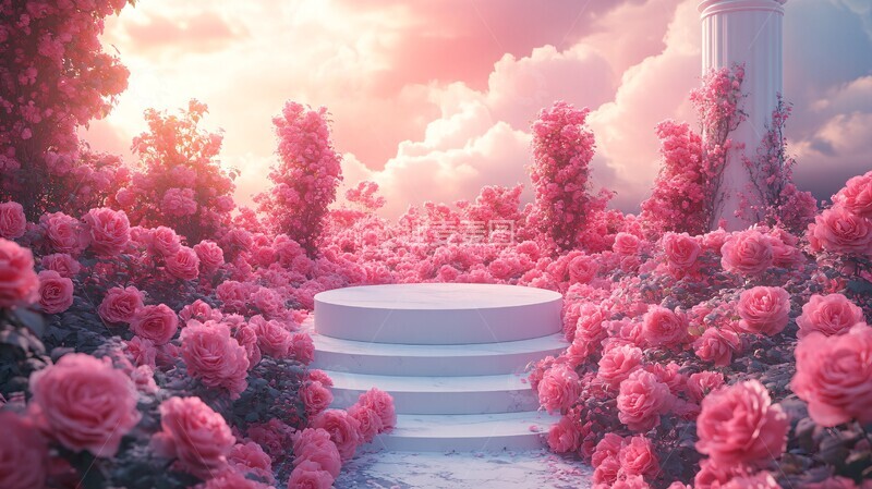 高清大图下载【趣麦麦图】粉色玫瑰圆台3
