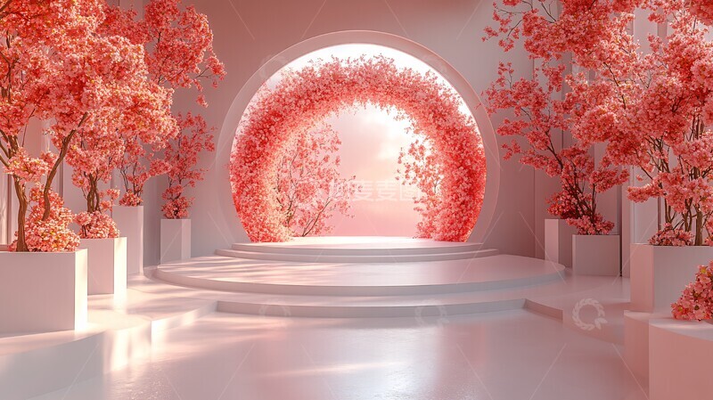 高清大图下载【趣麦麦图】圆形舞台花卉布置2