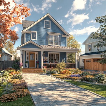 蓝墙白边双层房3