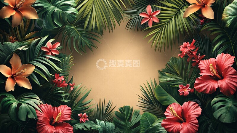 高清大图下载【趣麦麦图】热带植物图案模板3