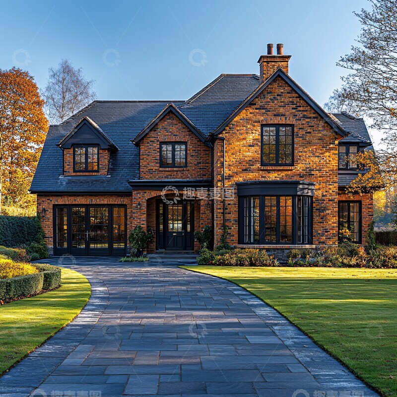 高清大图下载【趣麦麦图】洁净车道迎面房屋3