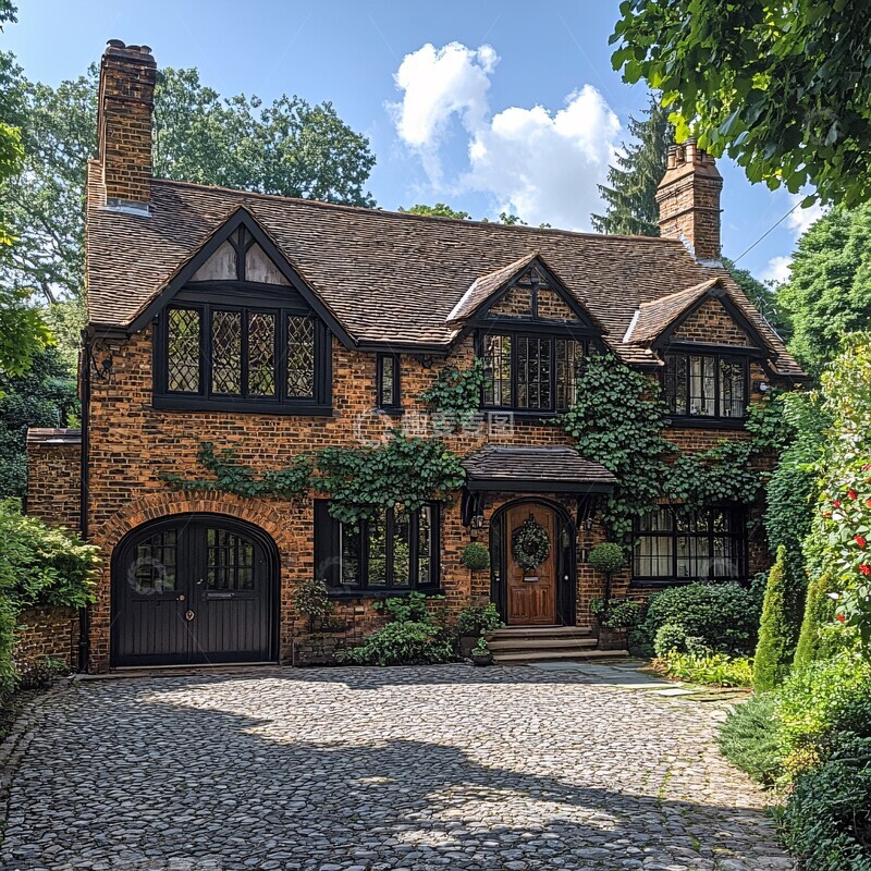 高清大图下载【趣麦麦图】洁净车道迎面房屋2