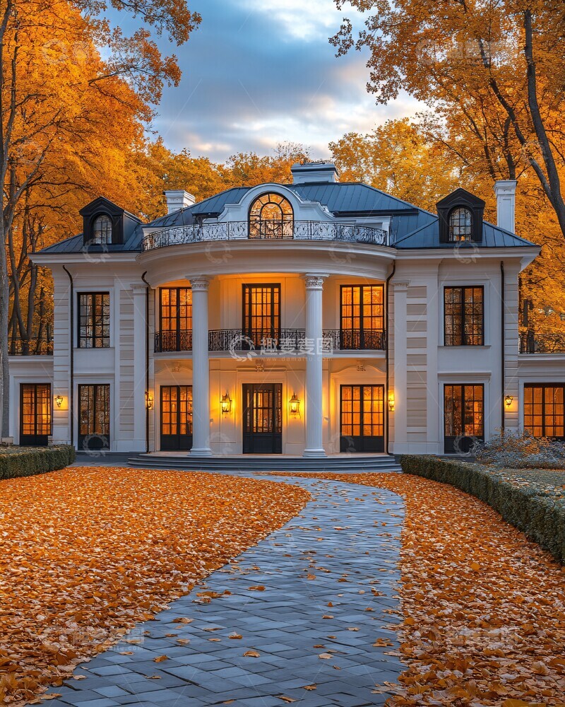 高清大图下载【趣麦麦图】豪宅秋日庭院2