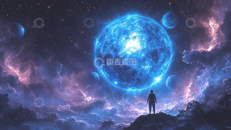 高清大图下载【趣麦麦图】海王星与卫星群3