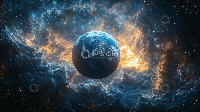 高清大图下载【趣麦麦图】星球浮空星云背景1