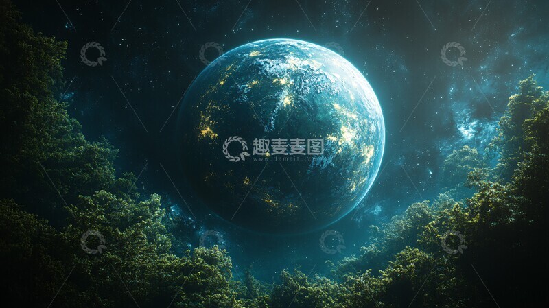 高清大图下载【趣麦麦图】深空丛林行星3